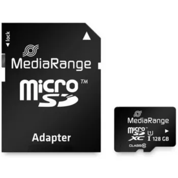MediaRange MR945 - Cartão de memória (microSDXC com adaptador SD) - 128 GB - UHS-I / Classe 10 - microSDXC - Preto (MR945)