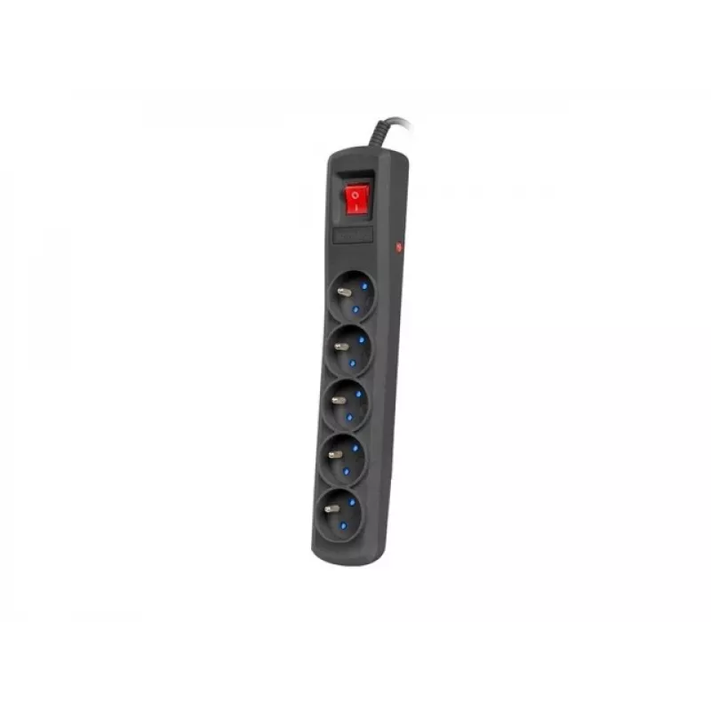 Régua de tomadas ARMAC R5 — 5 tomadas, proteção contra sobretensão, cabo de 3 m, preto
