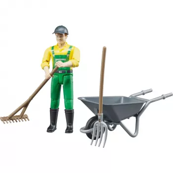 Conjunto de figuras agricultor com acessórios, figura de brincar