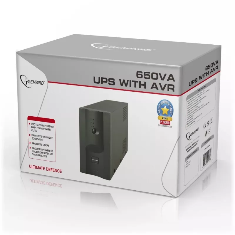 Fonte de alimentação ininterrupta (UPS) Gembird UPS-PC-652A line-interactive 0,65 kVA 390 W 3 saídas AC