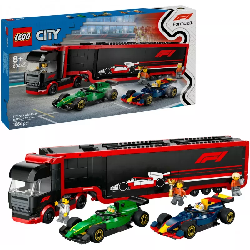 LEGO CITY 60445 F1 - Camião com carros RB20 e AMR24 F1
