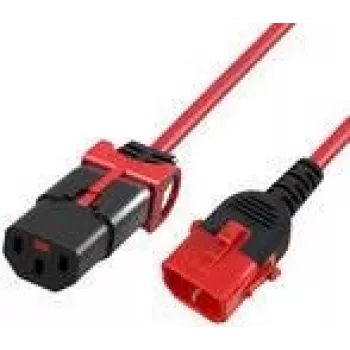 Cabo de alimentação ACT C13 IEC Lock+ - C14 IEC Lock Dual Locking vermelho 3 m, PC3617
