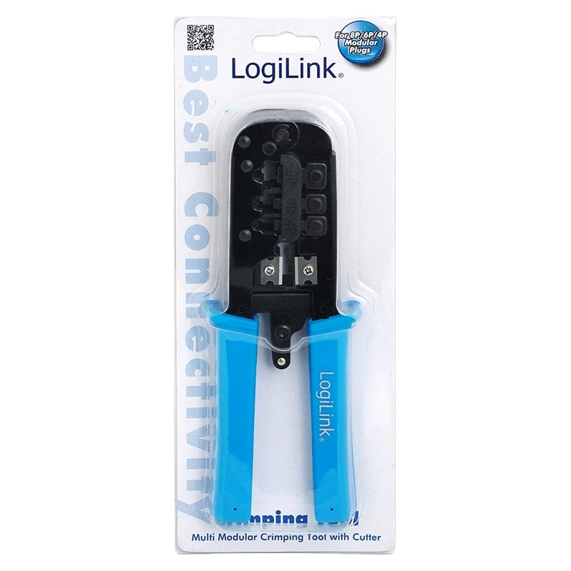 LogiLink WZ0019 alicate de crimpagem multimodular, 8P/6P/4P, preto/azul