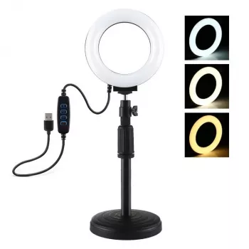 Lâmpada LED em anel Puluz com tripé ajustável PU391