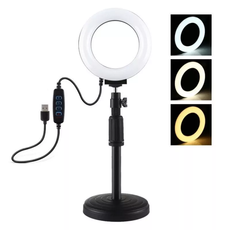 Lâmpada LED em anel Puluz com tripé ajustável PU391