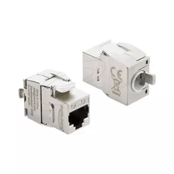 Delock 90990 Módulo Keystone RJ45 para LSA Cat.6A, sem ferramentas, metal blindado, prateado/branco
