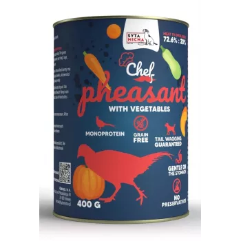 Comida húmida para cães SYTA MICHA Chef Faisão com Legumes 400 g, sem cereais, cães adultos