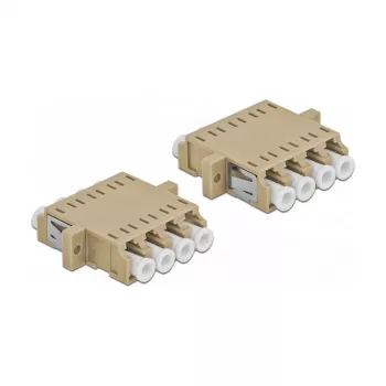 Adaptador de fibra ótica DELOCK LC fêmea para LC fêmea, bege, pack de 2