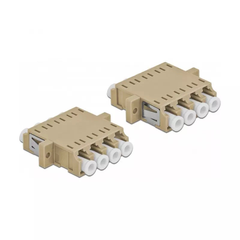 Adaptador de fibra ótica DELOCK LC fêmea para LC fêmea, bege, pack de 2