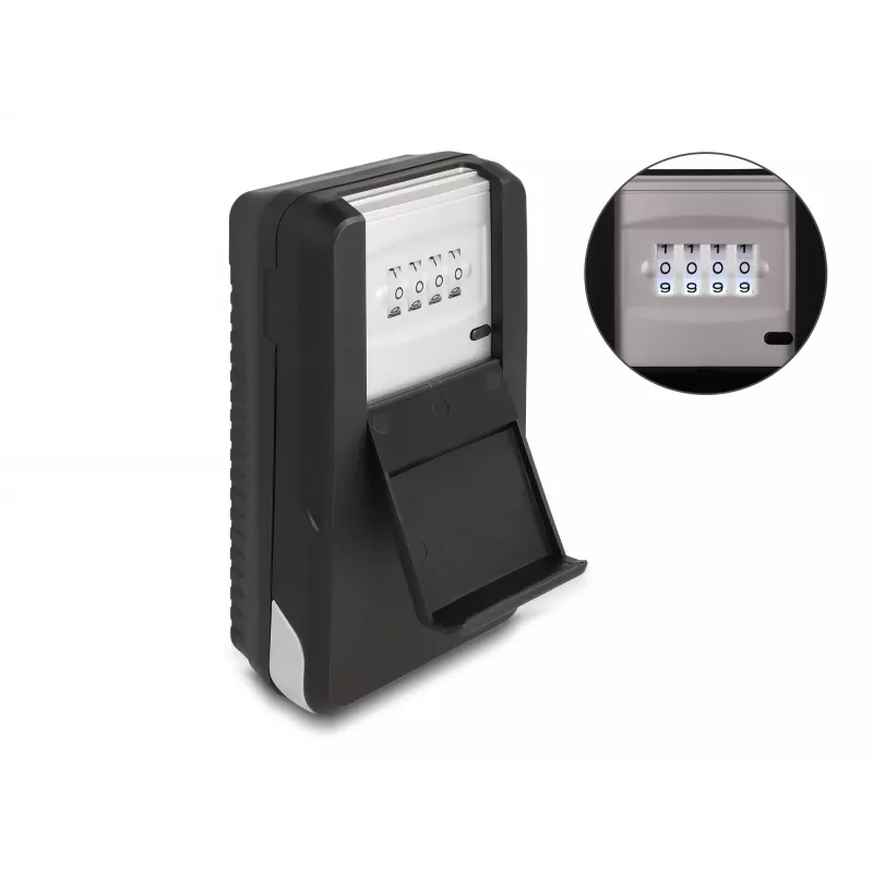 Porta-chaves DELOCK 20932 organizador de chaves em alumínio e plástico com fechadura de combinação, preto
