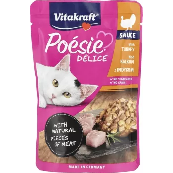 Alimento húmido para gatos Vitakraft Poésie Delice Peru 85 g — gato adulto saco de humidade, proteína 8 %, gordura 4,5 %