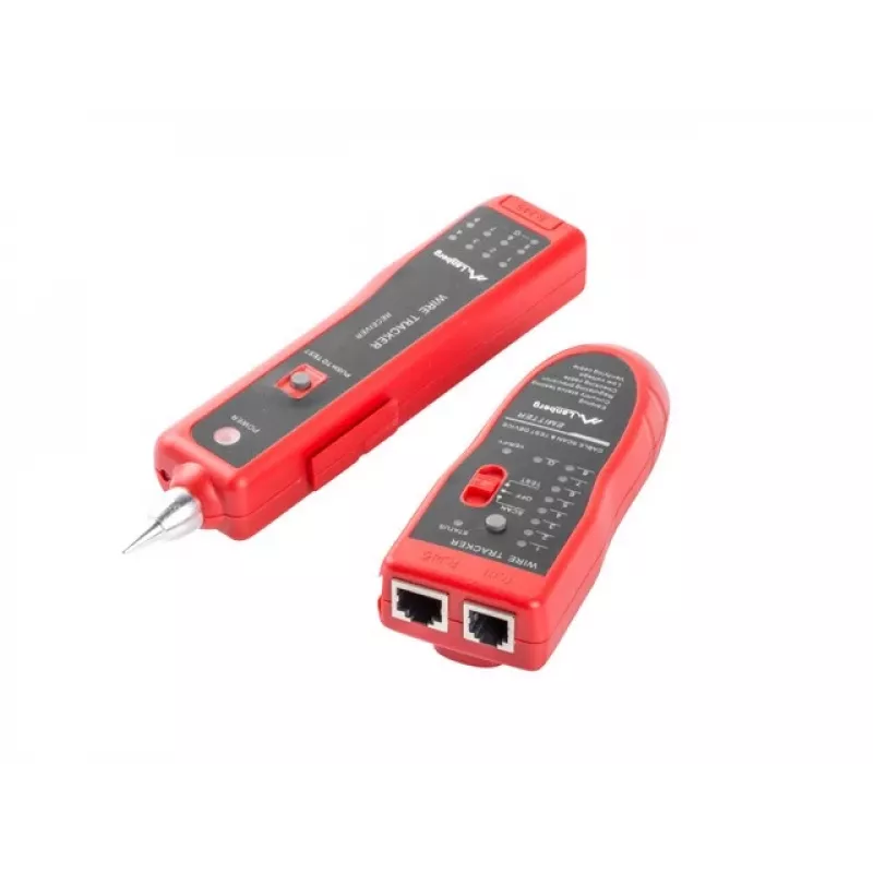 Testador de cabos de rede LANBERG NT-0501 — suporte RJ-11/RJ-12/RJ-45, comprimento máx. 250 m, bateria integrada, indicadores LED, preto