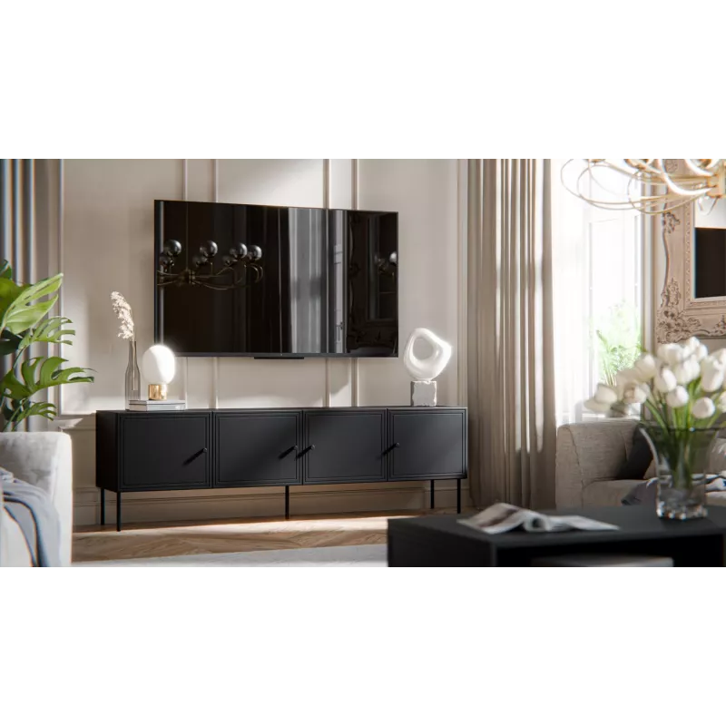 Móvel de TV Cama 4D PALAZZO BIS 201x40x60 preto mate