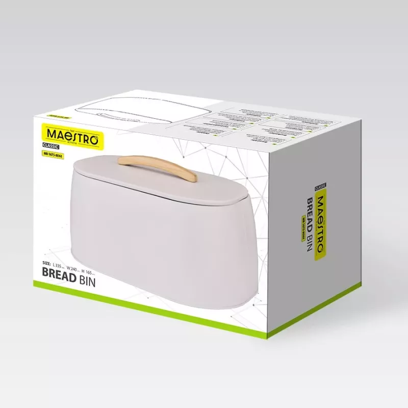 Caixa de pão Maestro MR-1675-BEIGE bege recipiente para guardar pão