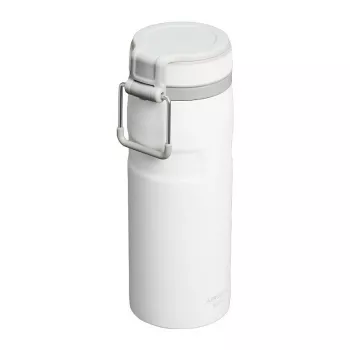 Caneca térmica STANLEY Iceflow uso diário 470 ml, aço inoxidável, fecho flip, branco