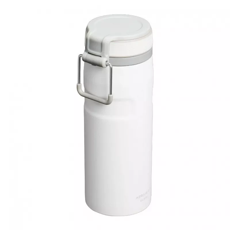 Caneca térmica STANLEY Iceflow uso diário 470 ml, aço inoxidável, fecho flip, branco