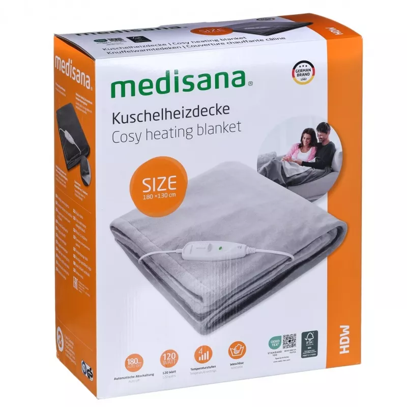 Cobertor elétrico Medisana HDW, 120 W, cinzento
