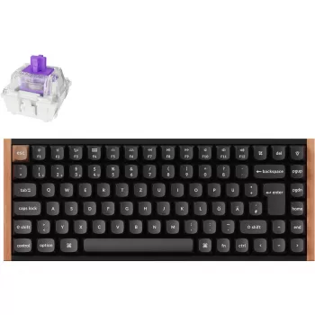 Keychron K2 HE (preto/madeira, layout DE, Gateron Double-Rail Magnetic Nebula, estrutura em alumínio)