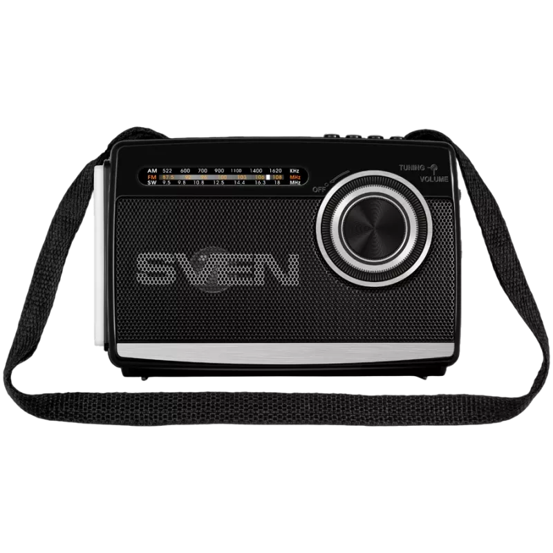 Altifalante SVEN SRP-155, preto (3W, Bluetooth, FM/AM/SW, USB, microSD, lanterna, bateria)