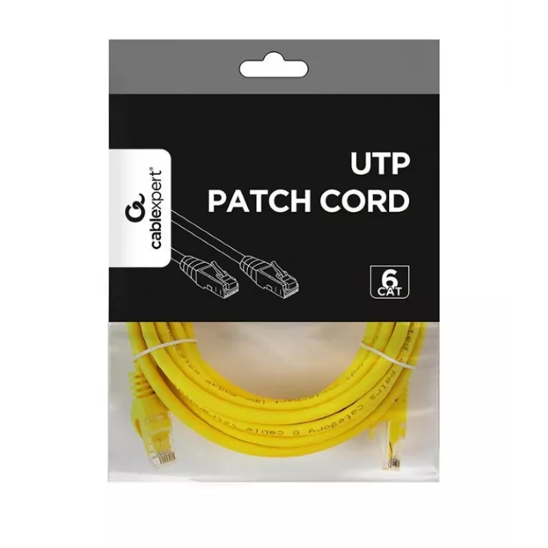 Cabo de rede GEMBIRD PP6U-5M/Y – Cat6 U/UTP, RJ-45 macho para RJ-45 macho, 5 m, amarelo