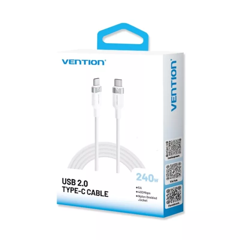Cabo USB-C para C 2.0 Vention PD 3.1 5A 240W 2 m WH