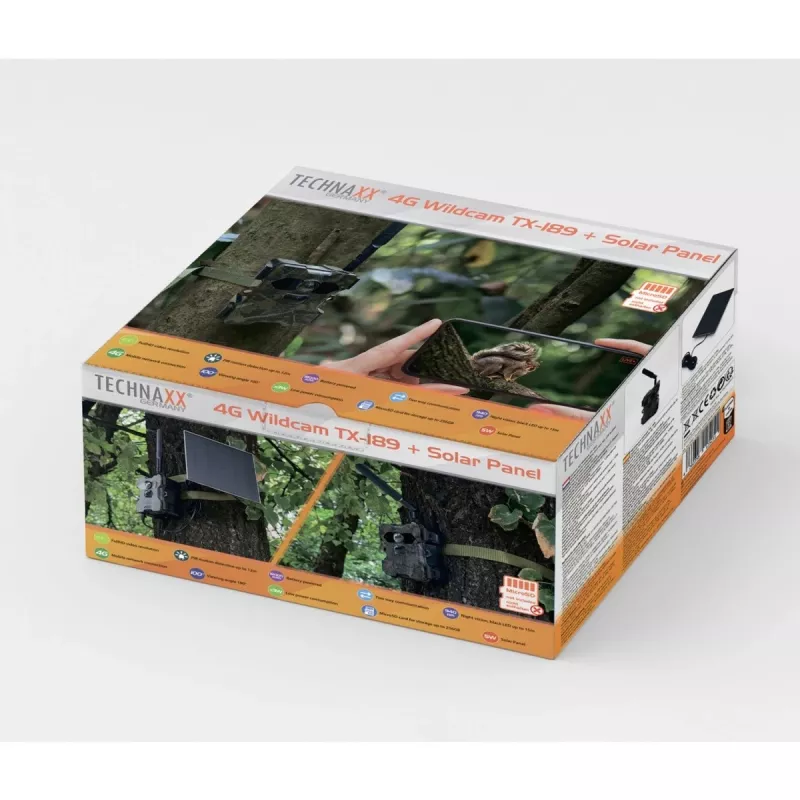 Câmara de exterior Technaxx 4G Wildcam TX-189 4MP CMOS painel solar