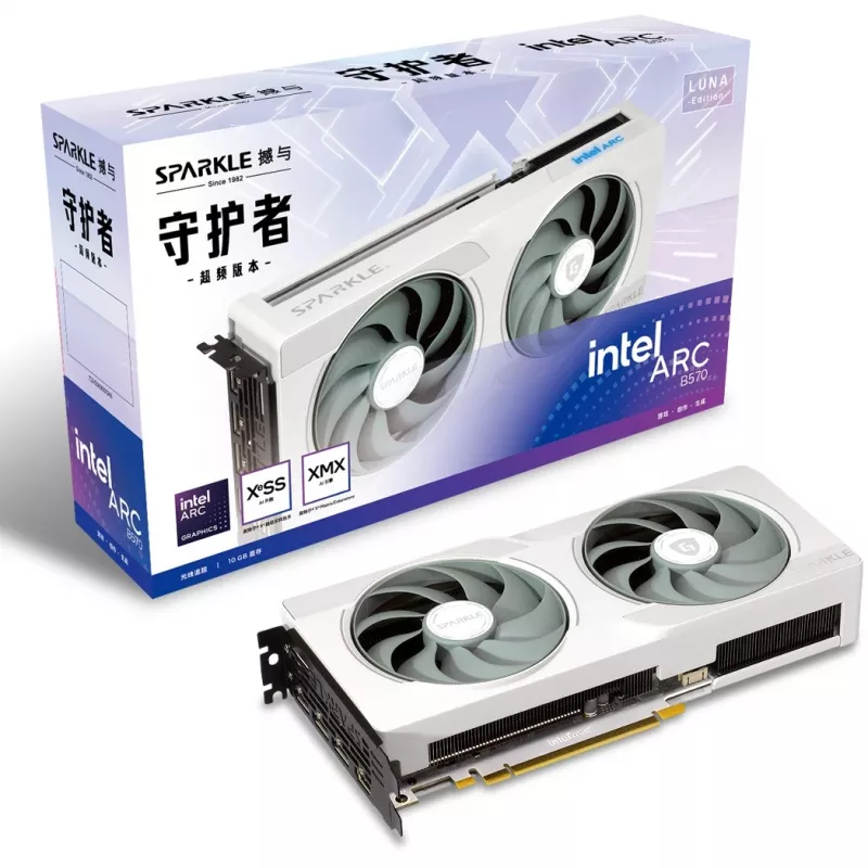 Sparkle Intel Arc B570 Guardian Luna OC SB570GW-10GOC placa gráfica, 10 GB GDDR6, PCIe 4.0 x8, 160 bits, branca
