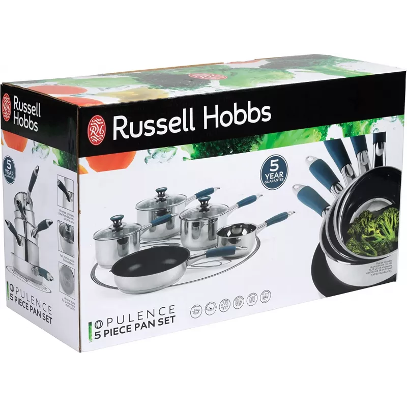 Conjunto de panelas Russell Hobbs RH01179EU, 5 peças, azul