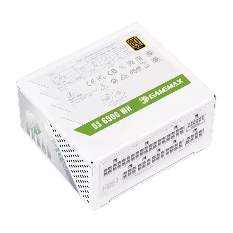 Fonte de alimentação Gamemax, 80 PLUS, Gold | GS 650G WH | 650 W
