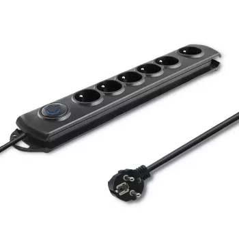 Proteção contra sobretensões Qoltec 50112 preto 6 tomadas AC 230V 3m