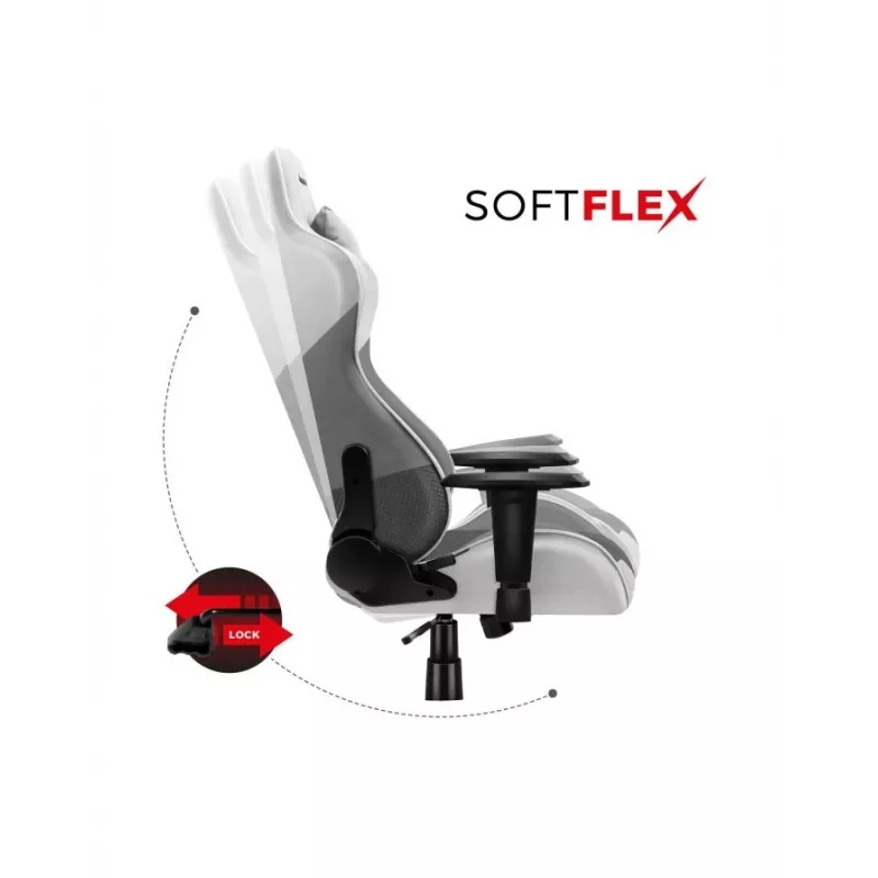 Cadeira gaming Huzaro Force 6.2 tipo balde (assento concha) cinzenta, branca