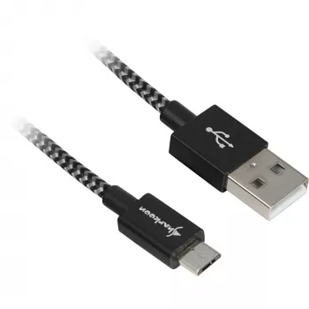 Cabo USB 2.0, ficha USB-A > ficha Micro-USB (preto/cinzento, 2 metros, revestido)