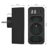Power Splitter MACLEAN MCE248 F/B — 3 tomadas AC (1x16A, 2x6A) e 4 portas USB (2xUSB‑A, 2xUSB‑C PD 20W), ficha EU, preto