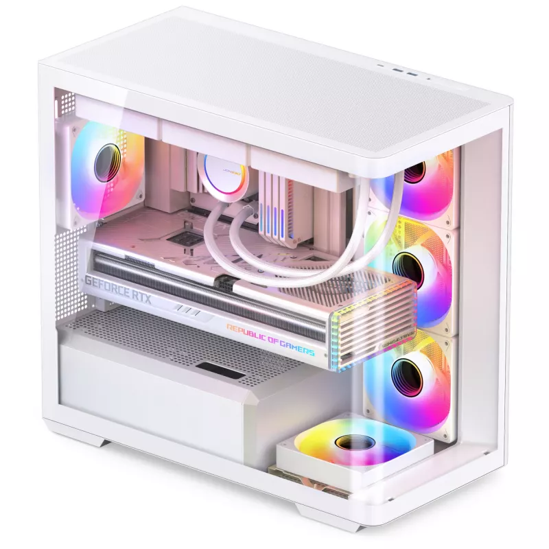 Jonsbo D300 Midi-Tower, 270 graus, vidro temperado - branco