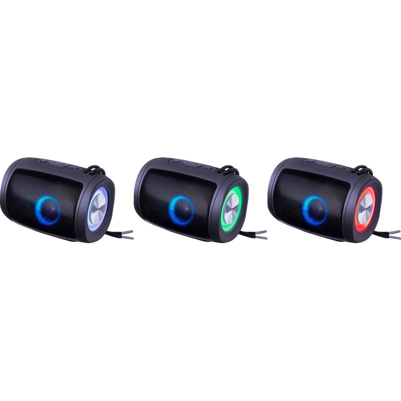 DEFENDER Enjoy S200 65200 coluna Bluetooth portátil, TWS, 5 W, luz LED, FM, microSD, bateria de 10 h, preta