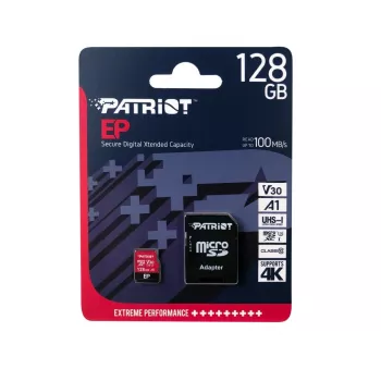 Cartão de memória microSDXC PATRIOT 128 GB Classe 10 U3 V30, leitura 100 MB/s, escrita 80 MB/s, microSDXC