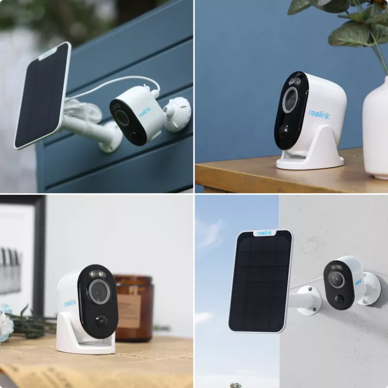Reolink Argus B330 (BWC2K02SP) câmara de segurança IP Wi-Fi a bateria com painel solar, 5 MP 2880x1616, IP65, visão noturna a cores, para interior e exterior, branca