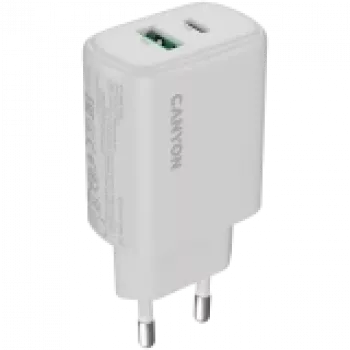 Carregador CANYON OnCharge 250 25W 1xPD 1xQC EU branco