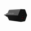 Carregador CANYON HEXAGON 65 GaN 65W 2xPD 1xQC UE preto (CND-CHAHEX65B)