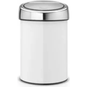 BRABANTIA Touch Bin 3 L branco (modelo 36 44 88) — pequeno balde de lixo sem pedal para eliminação higiénica