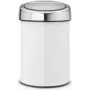 BRABANTIA Touch Bin 3 L branco (modelo 36 44 88) — pequeno balde de lixo sem pedal para eliminação higiénica