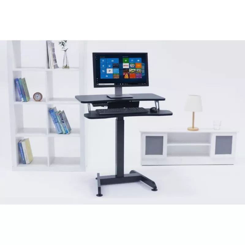Secretária Maclean MC-835 portátil com regulação elétrica de altura 72 – 122 cm, máx. 37 kg, painel de controlo, posto de trabalho sentado/em pé