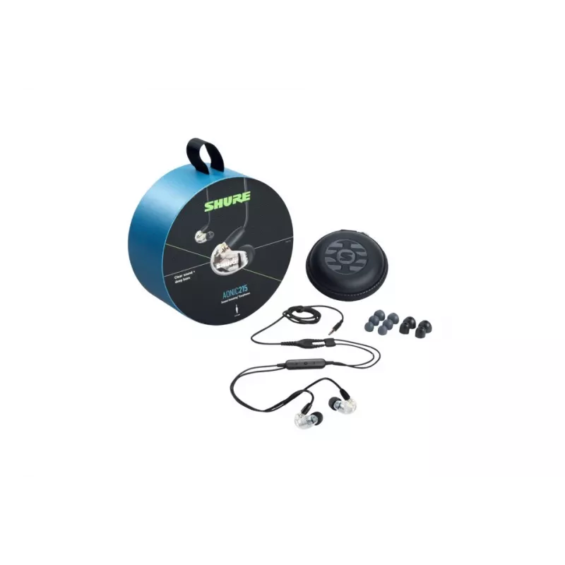 Shure AONIC 215 - Auscultadores in-ear com driver único e cabo de 3,5 mm (transparente)