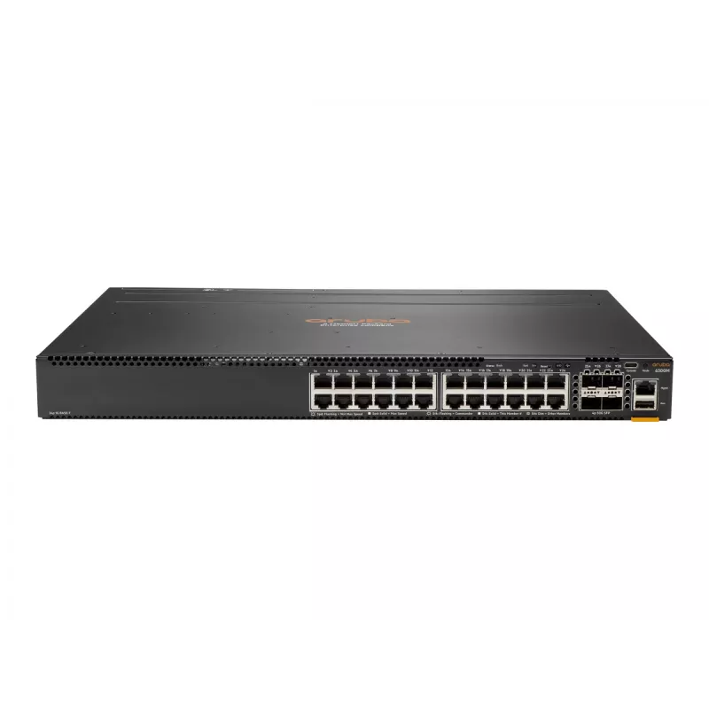 HPE Aruba 6300M - Switch - L3 - gerido - 24 x 10/100/1000 + 4 x 1 Gigabit / 10 Gigabit / 25 Gigabit / 50 Gigabit SFP56 (Uplink / Stacking) - Frente e lado para trás - montagem em rack