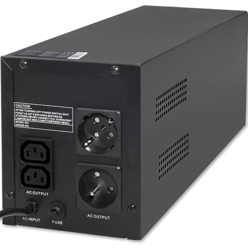 Qoltec Monolith 53775 UPS Line-Interactive, 1200 VA (1,2 kVA) / 720 W, AVR, 4 tomadas AC, preto