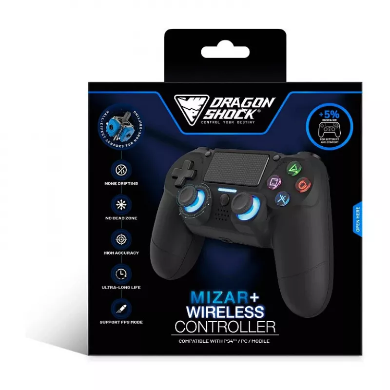 Comando Dragonshock Mizar+ Wireless preto PS4/PC