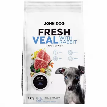 Ração seca para cães John Dog Puppy Fresh Vitela com coelho 3 kg