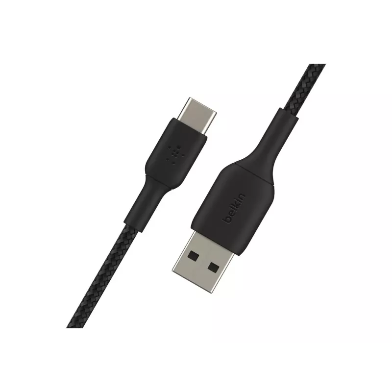 Cabo entrançado USB-C para USB-A 15 cm preto