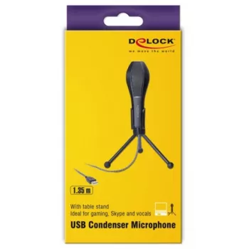 Microfone condensador USB com suporte de mesa - ideal para gaming, Skype e canto