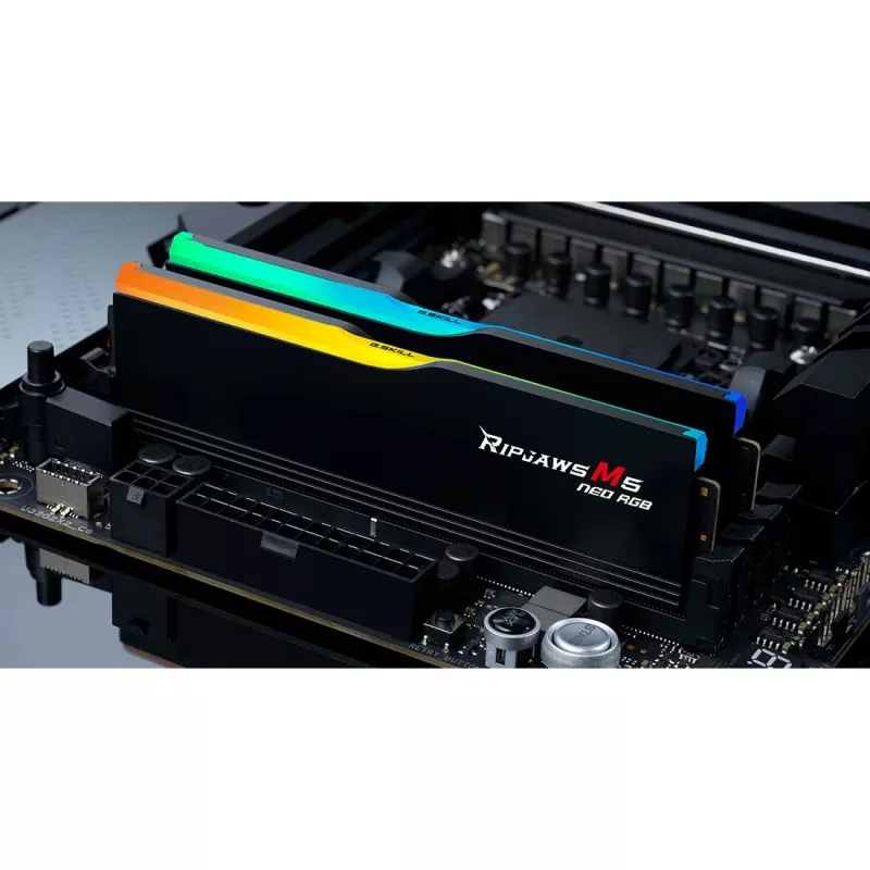 DIMM 64 GB DDR5-6000 (2x 32 GB) Dual-Kit, memória preta, F5-6000J3238G32GX2-RM5NRK, Ripjaws M5 Neo, AMD EXPO
